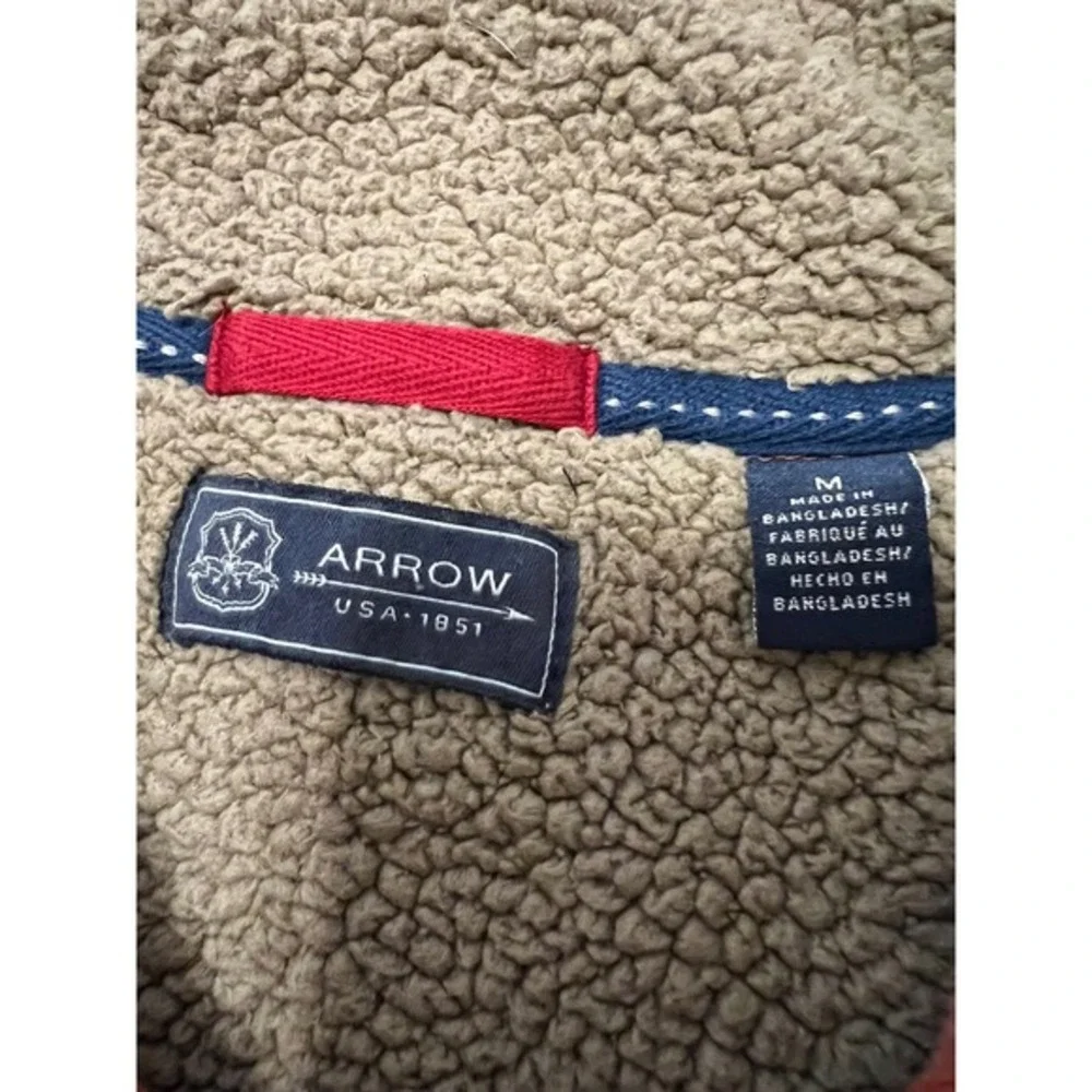 Arrow Men's Sherpa Lined Snap Neck‎ Pullover Sweatshirt Rust Orange